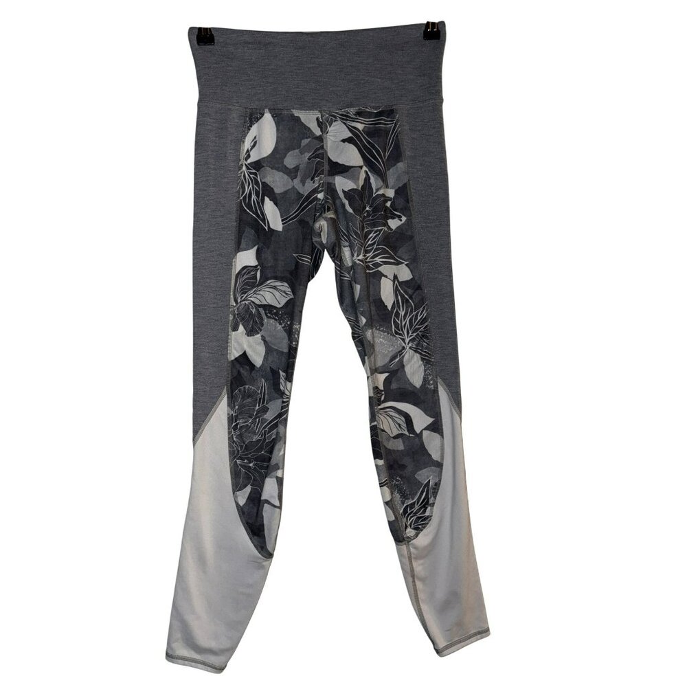 Athleta  Chaturanga Tropical Flow High-Rise Leggings Gray/White Size Small